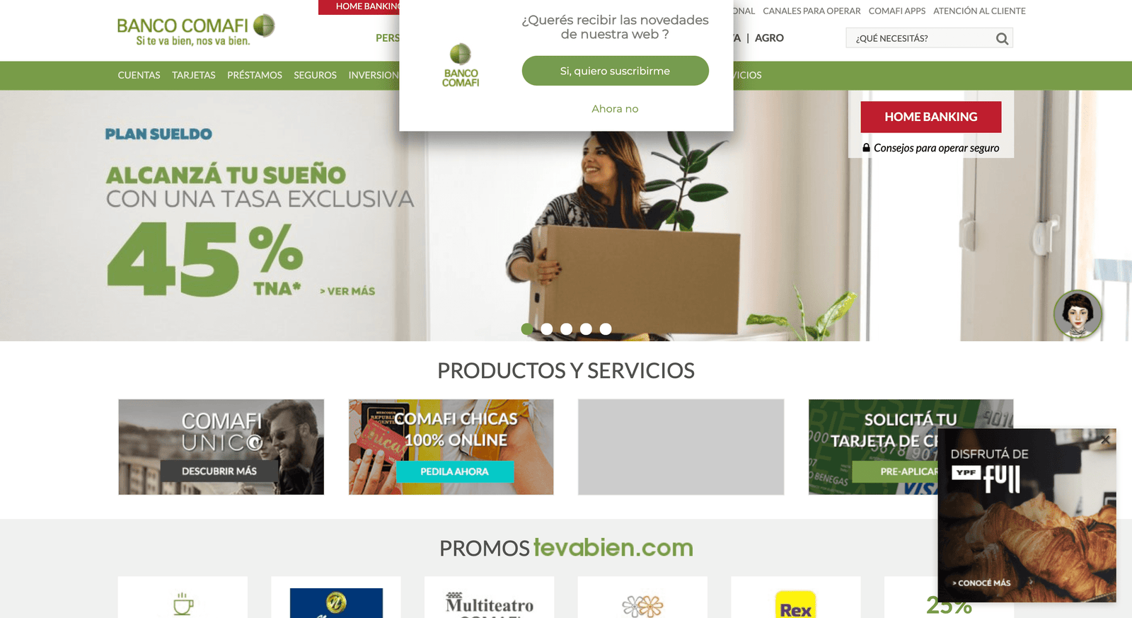 Captura de pantalla de Banco Comafi