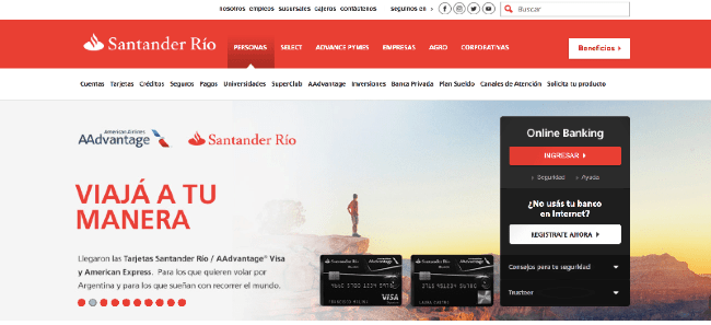 Captura de pantalla de Santander Río