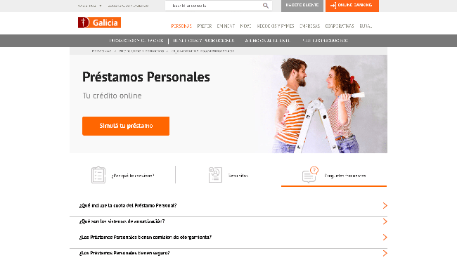 Captura de pantalla de Banco Galicia