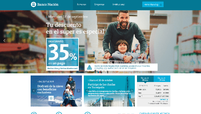 Captura de pantalla de Banco Nación
