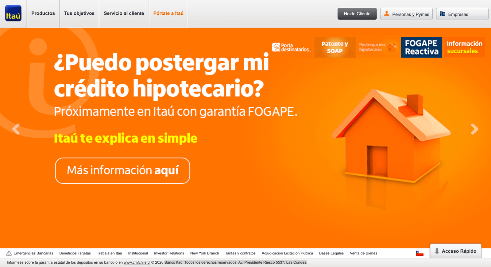 Captura de pantalla de Banco Itaú