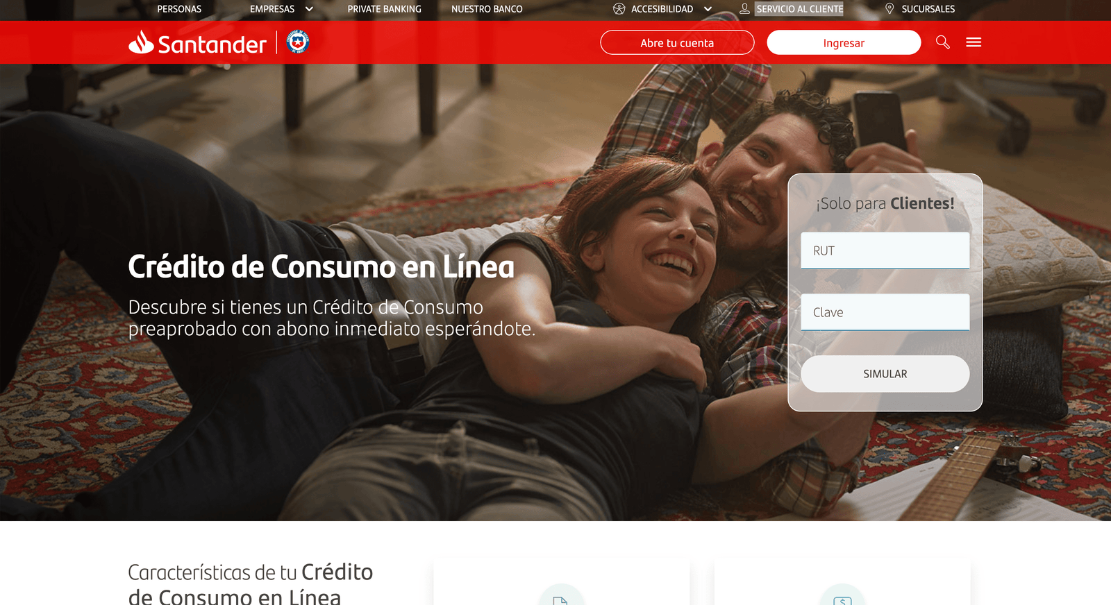 Captura de pantalla de Banco Santander