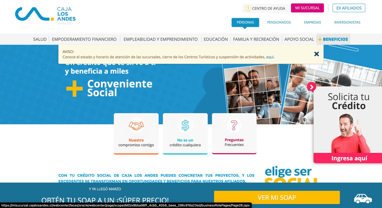 Captura de pantalla de Crédito Social
