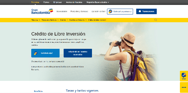 Captura de pantalla de Bancolombia