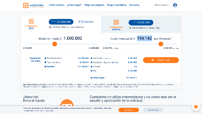 Captura de pantalla de Credissimo