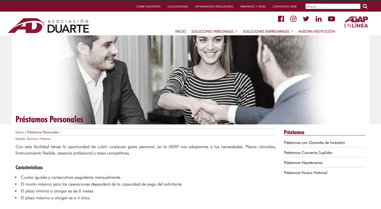 Captura de pantalla de Asociación Duarte de Ahorros y Préstamos
