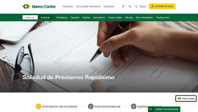 Captura de pantalla de Banco Caribe