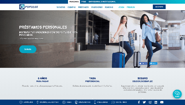 Captura de pantalla de Banco Popular