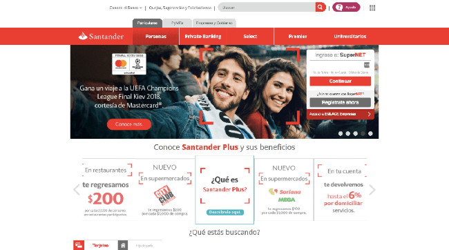 Captura de pantalla de Banco Santander