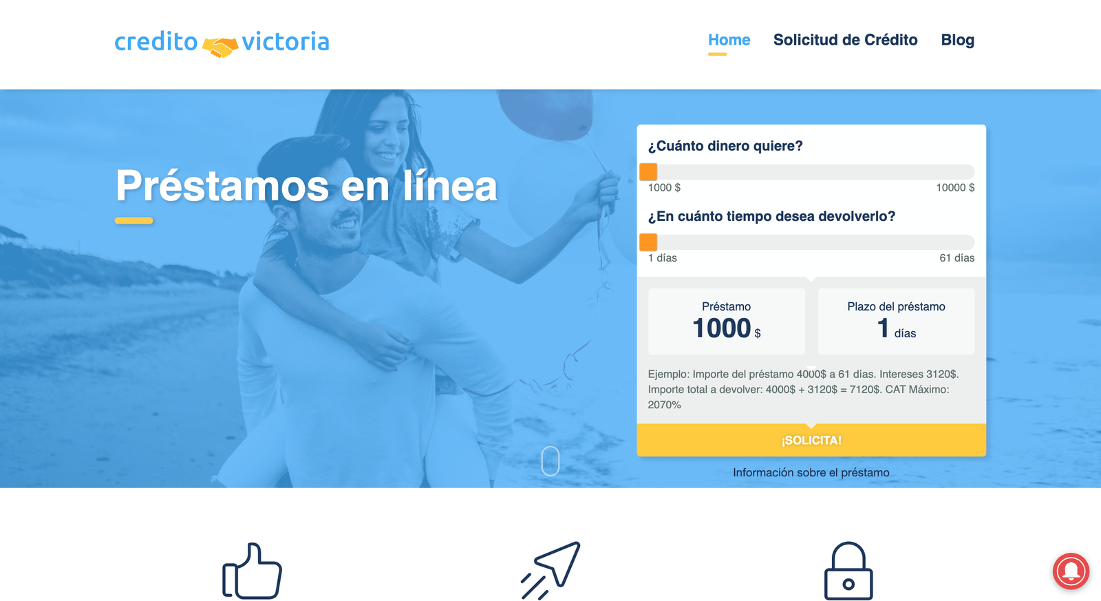 Captura de pantalla de Crédito Victoria