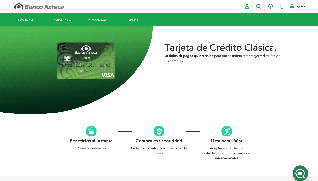 Captura de pantalla de Banco Azteca tarjeta
