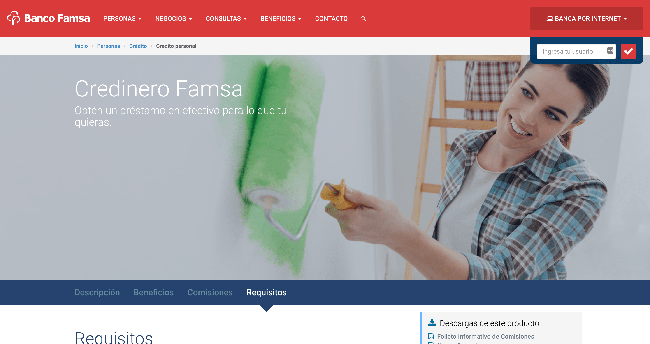 Captura de pantalla de Banco Famsa