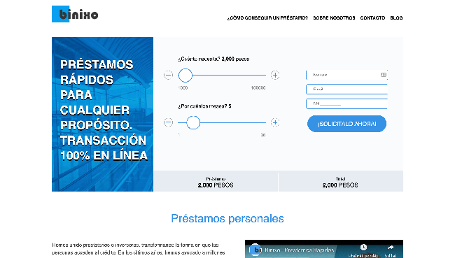 Captura de pantalla de Binixo
