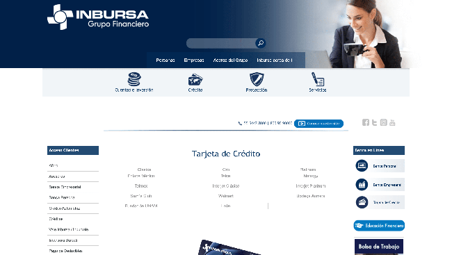 Captura de pantalla de Inbursa tarjeta