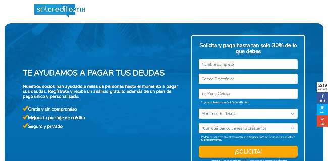 Captura de pantalla de Solcredito - Liquidar Deudas