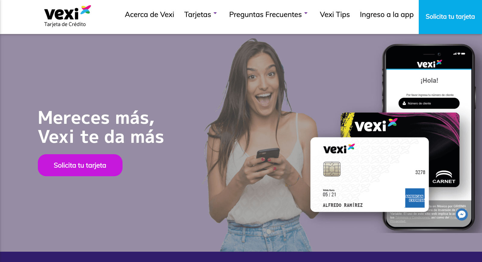 Captura de pantalla de Vexi Tarjeta