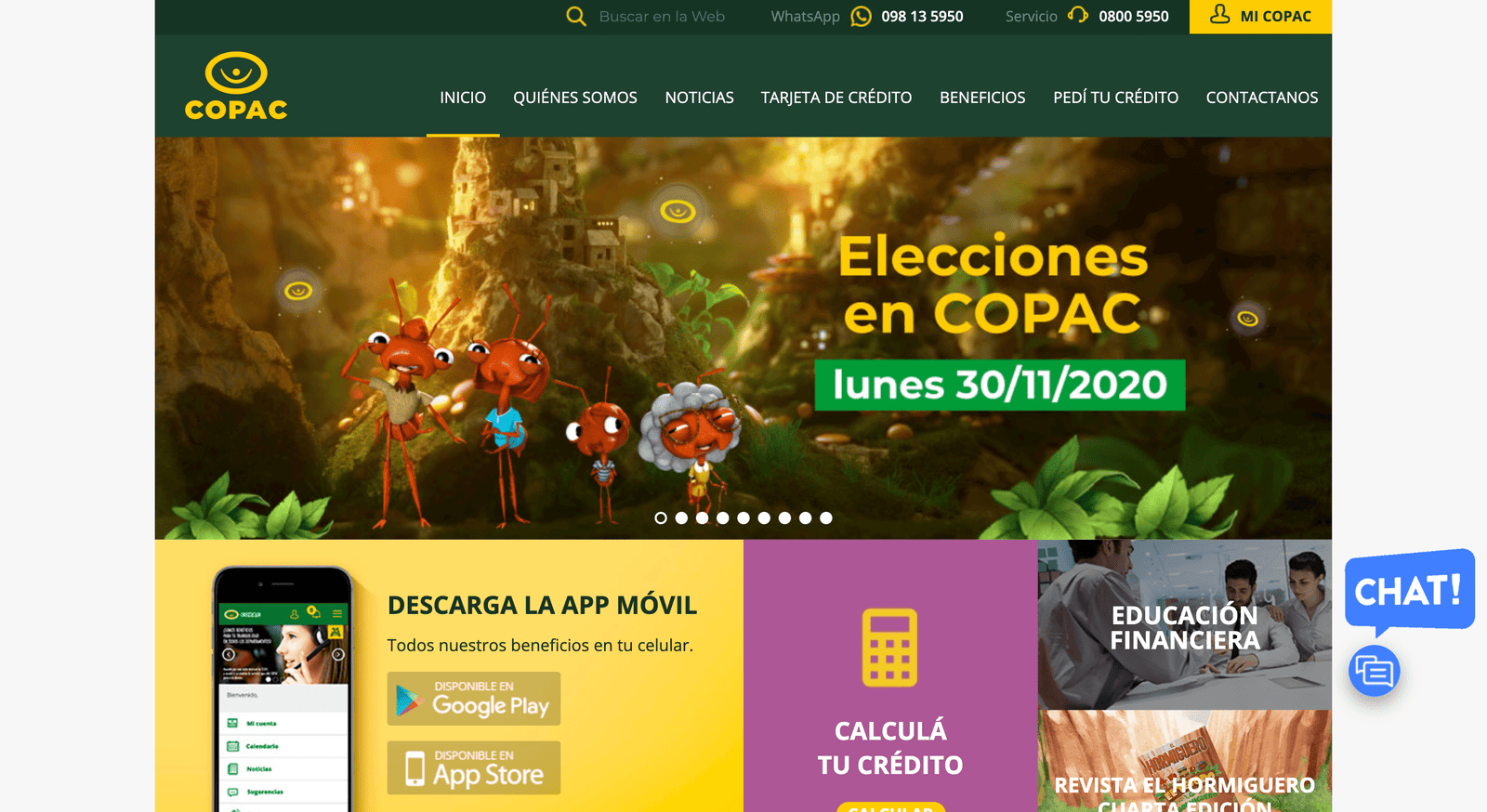Captura de pantalla de COPAC