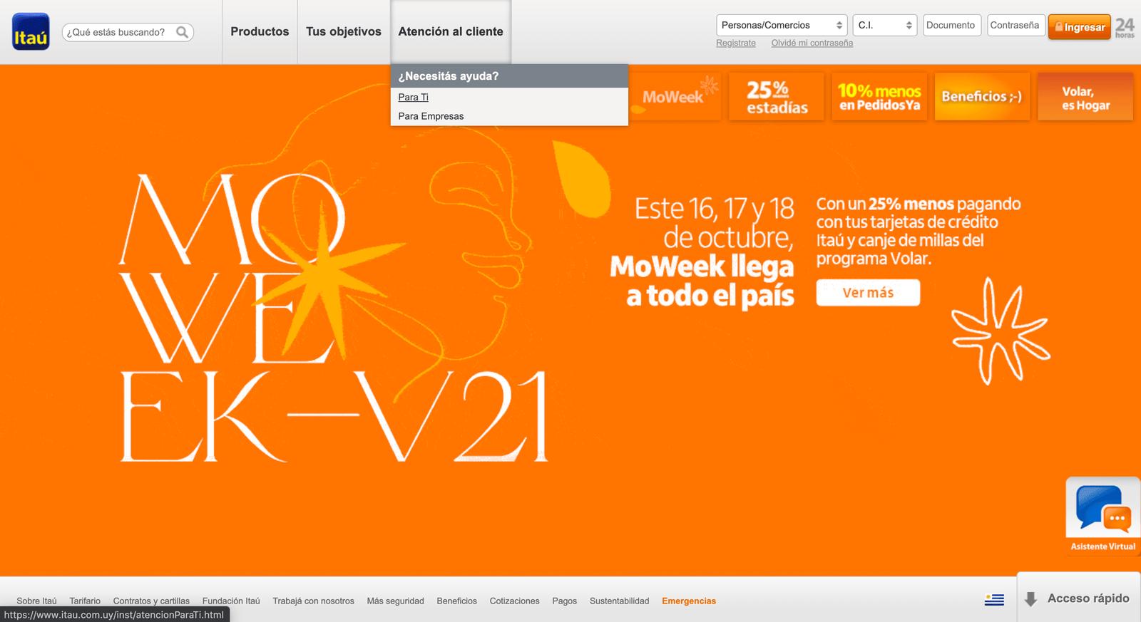 Captura de pantalla de Itaú Crédito Hipotecario