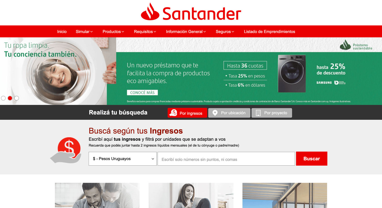 Captura de pantalla de Santander Crédito Hipotecario