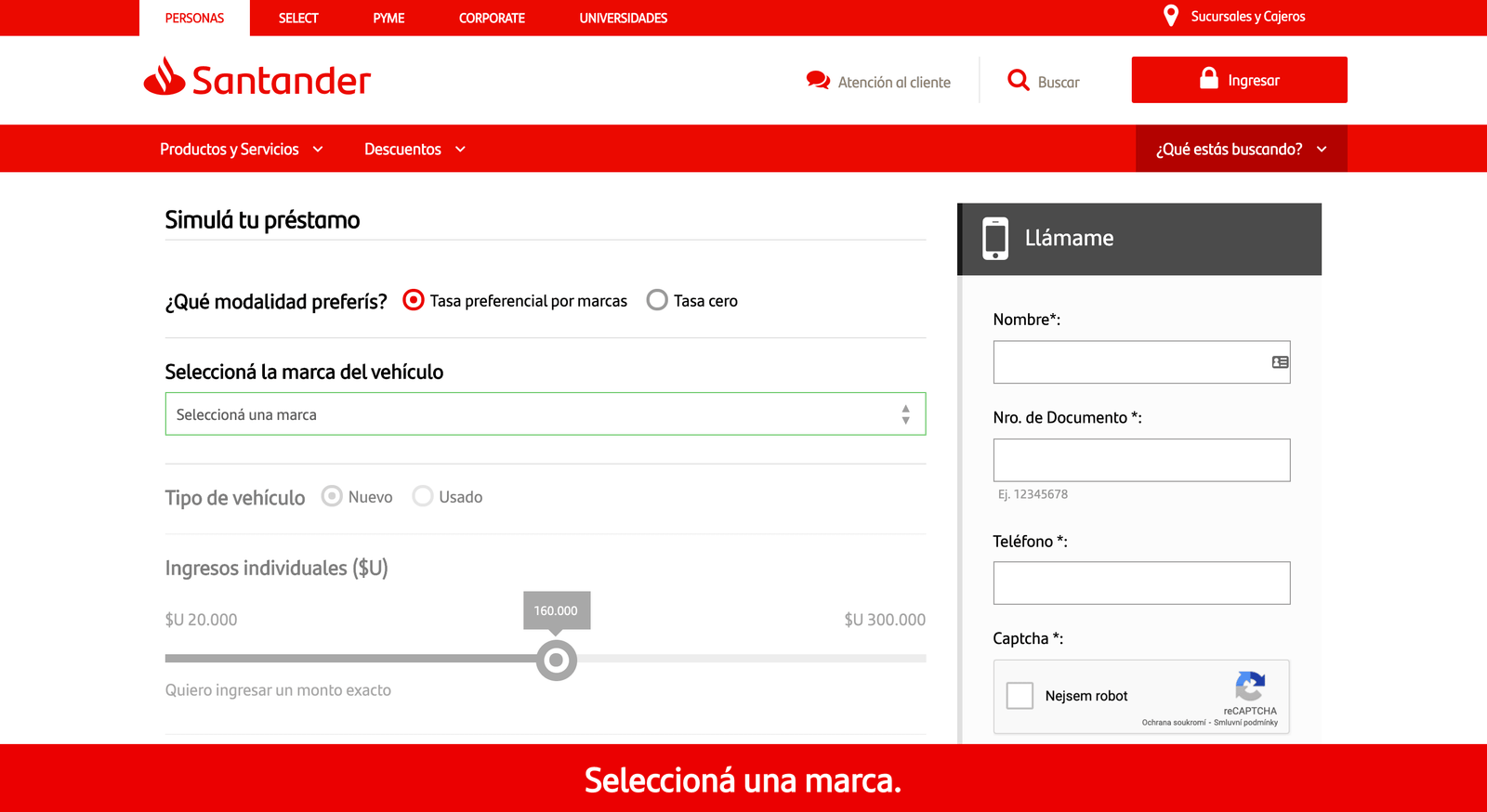Captura de pantalla de Santander