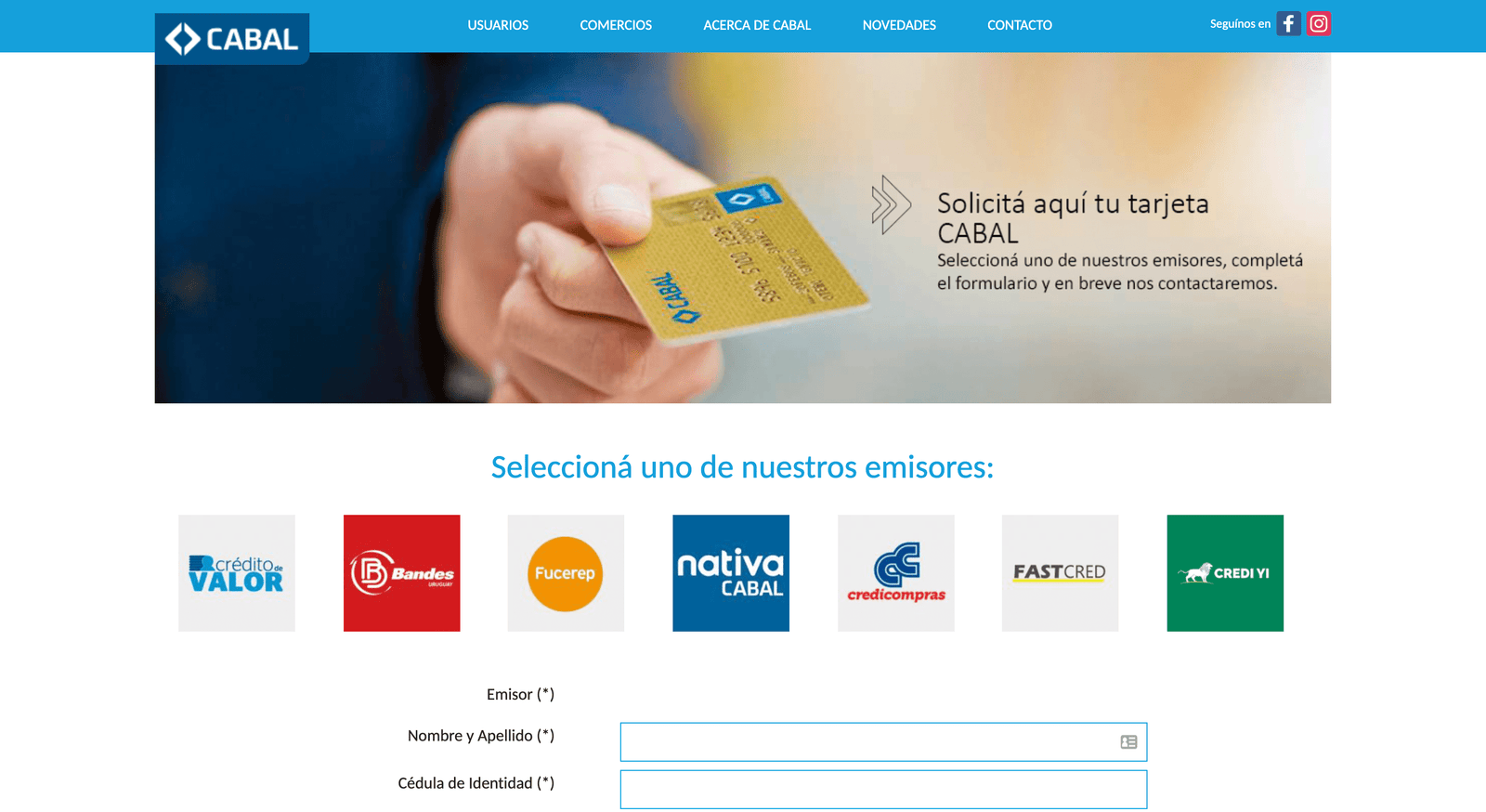 Captura de pantalla de Tarjeta Cabal